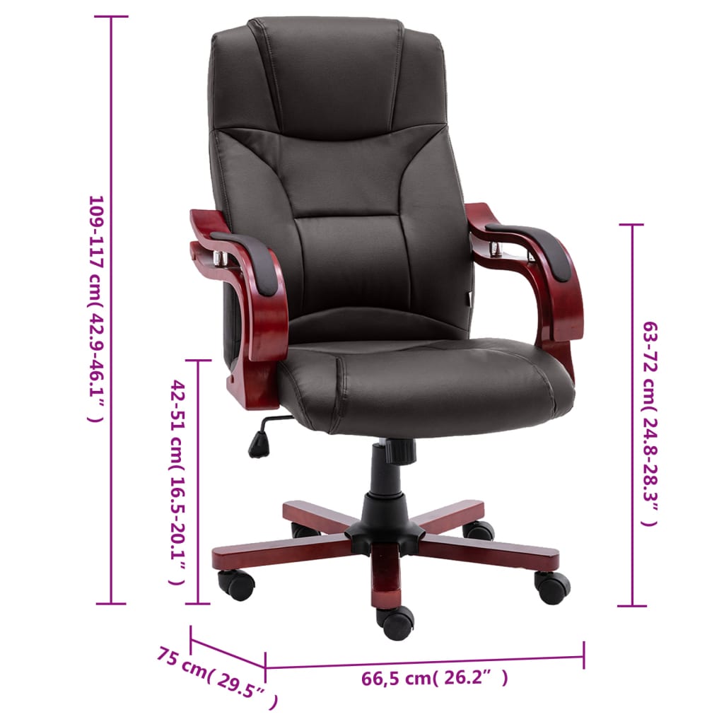 vidaXL Uredska stolica od prave kože smeđa