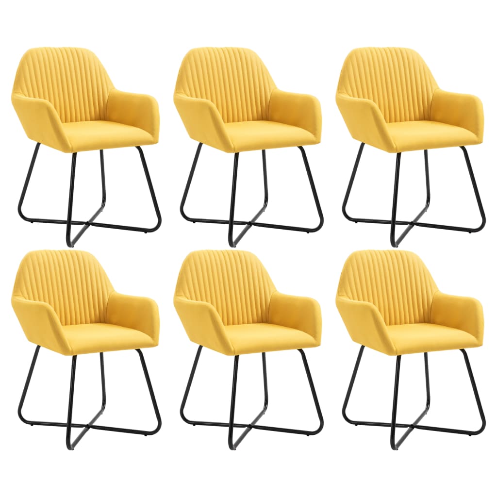 vidaXL Blagovaonske stolice od tkanine 6 kom žute
