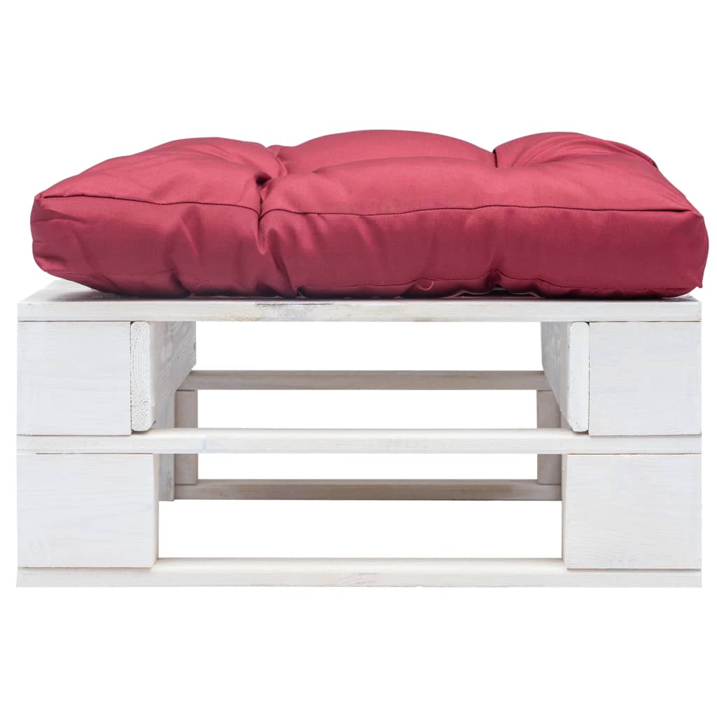 vidaXL Vrtni otoman od paleta s crvenim jastukom bijeli drveni