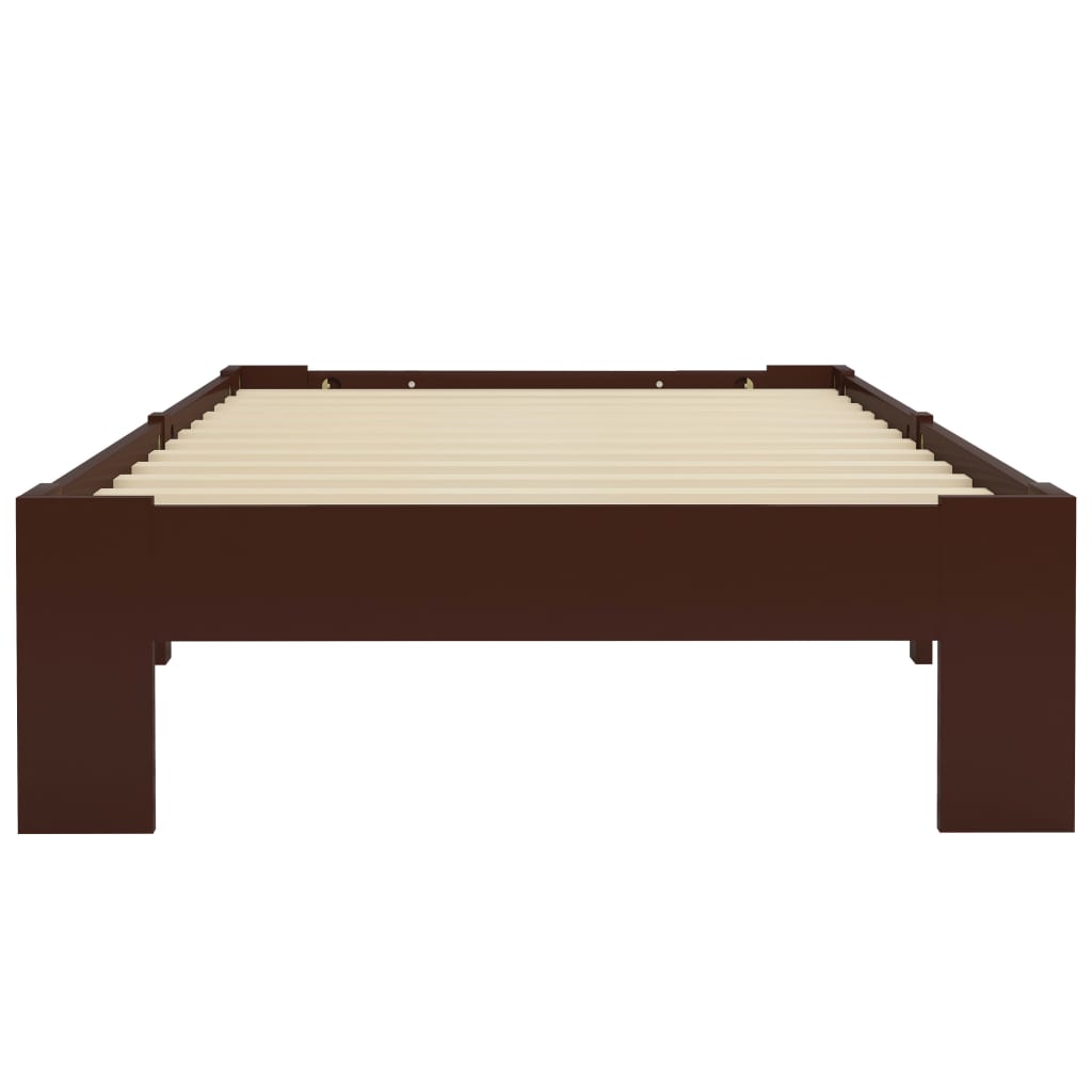 vidaXL Okvir za krevet od masivne borovine tamnosmeđi 90 x 200 cm