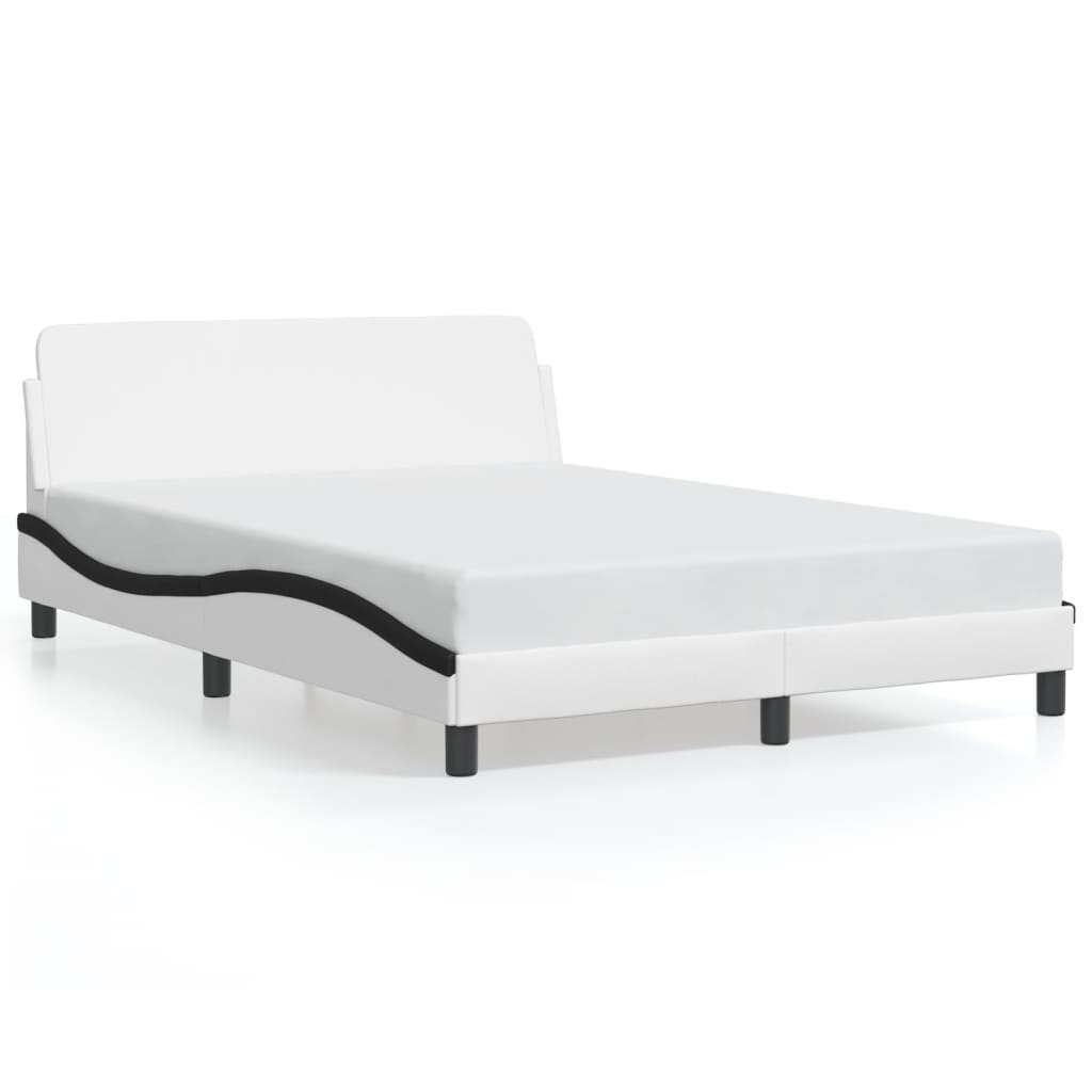 vidaXL Okvir kreveta s uzglavljem bijelo-crni 140x190 cm umjetna koža