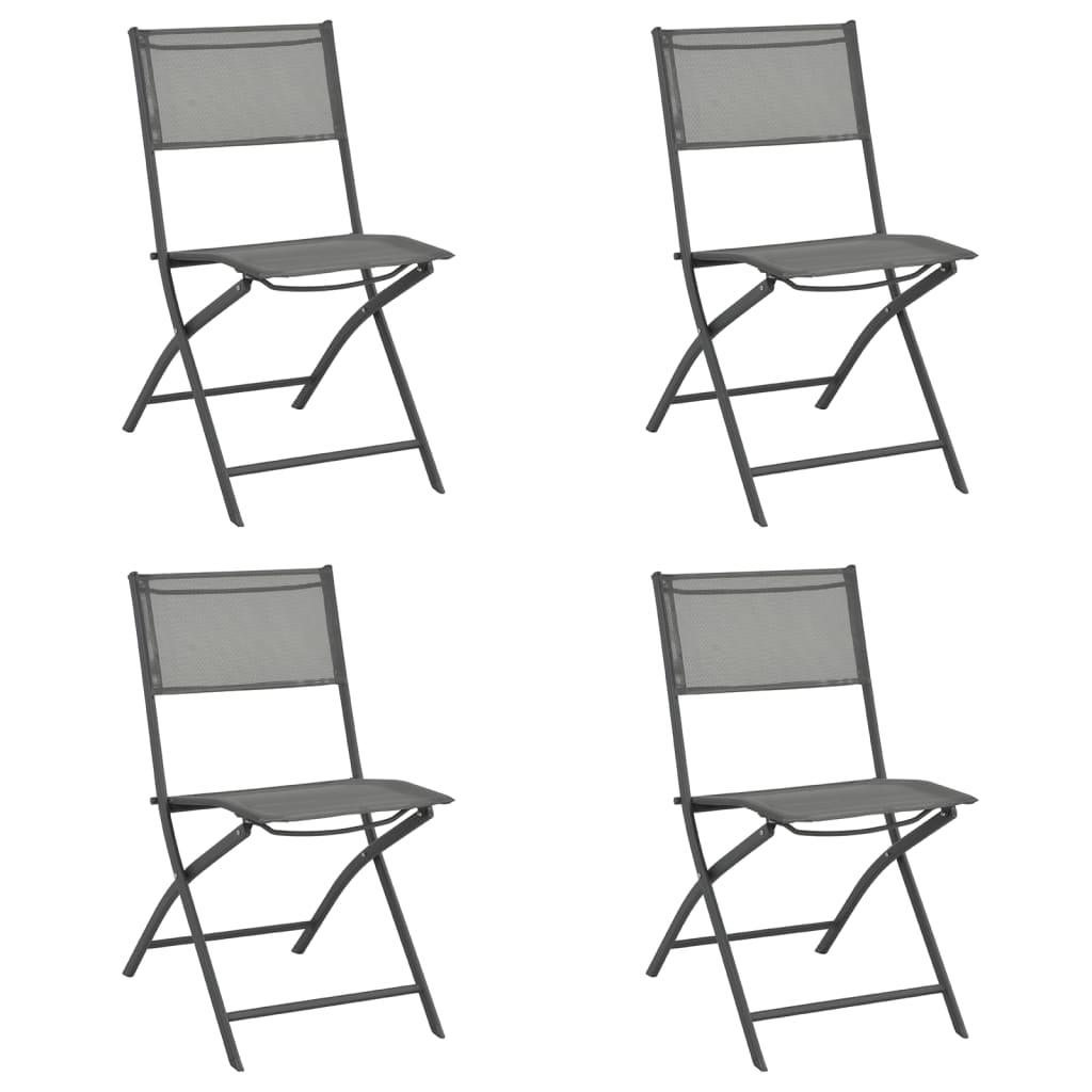 vidaXL Sklopive vrtne stolice 4 kom sive od čelika i tekstilena