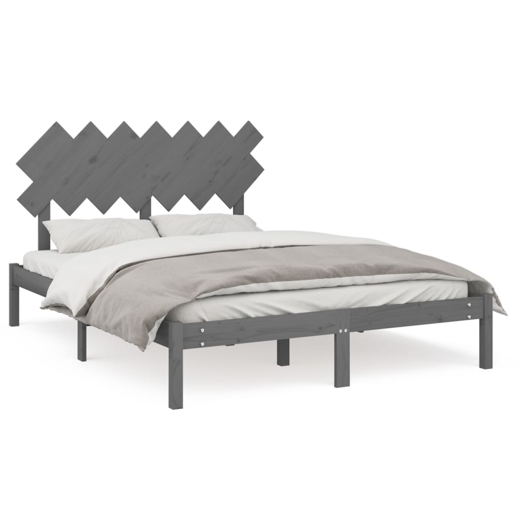 vidaXL Okvir za krevet sivi 140x190 cm od masivnog drva