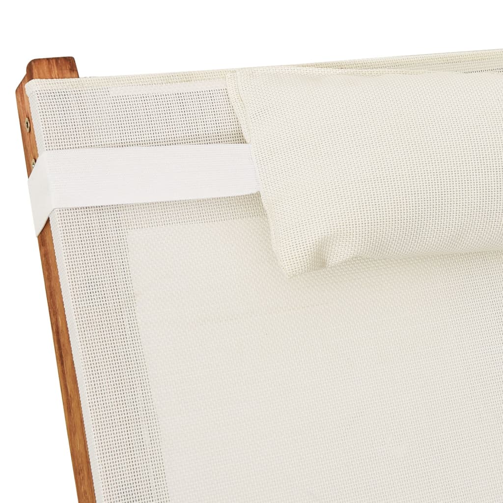 vidaXL Ležaljka za sunčanje s jastukom bijela tekstilen i drvo topole