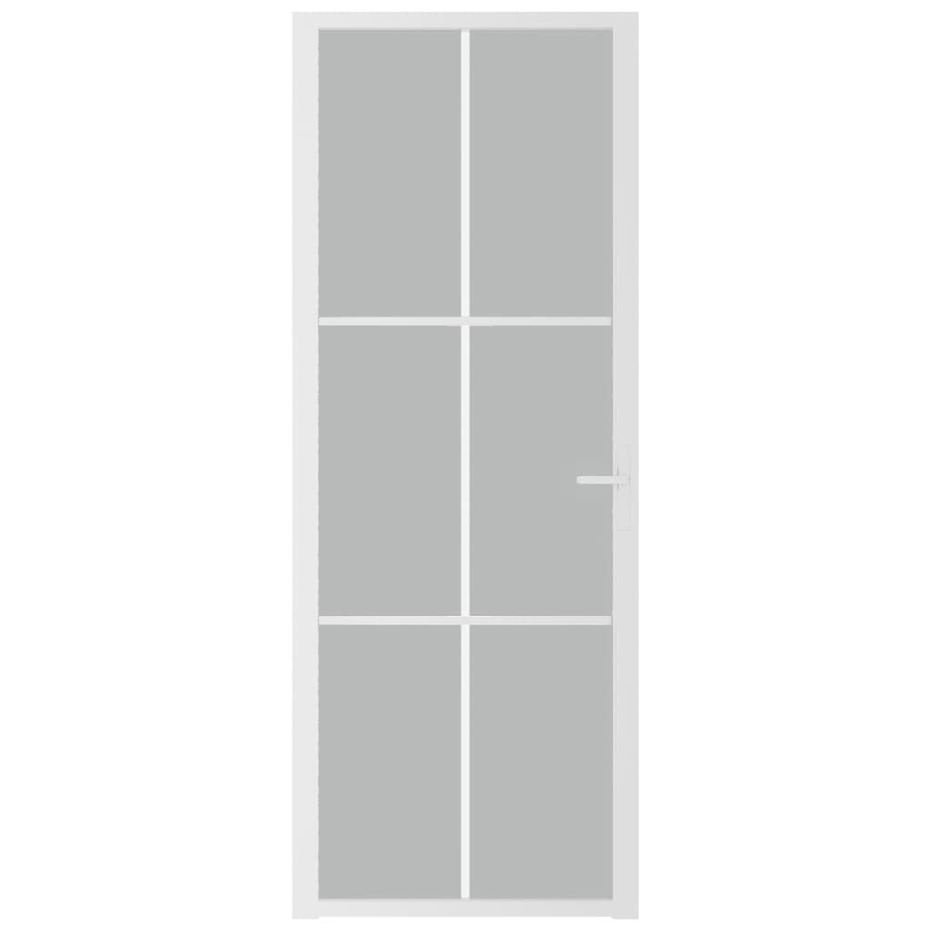 vidaXL Unutarnja vrata 76 x 201,5 cm bijela od mat stakla i aluminija