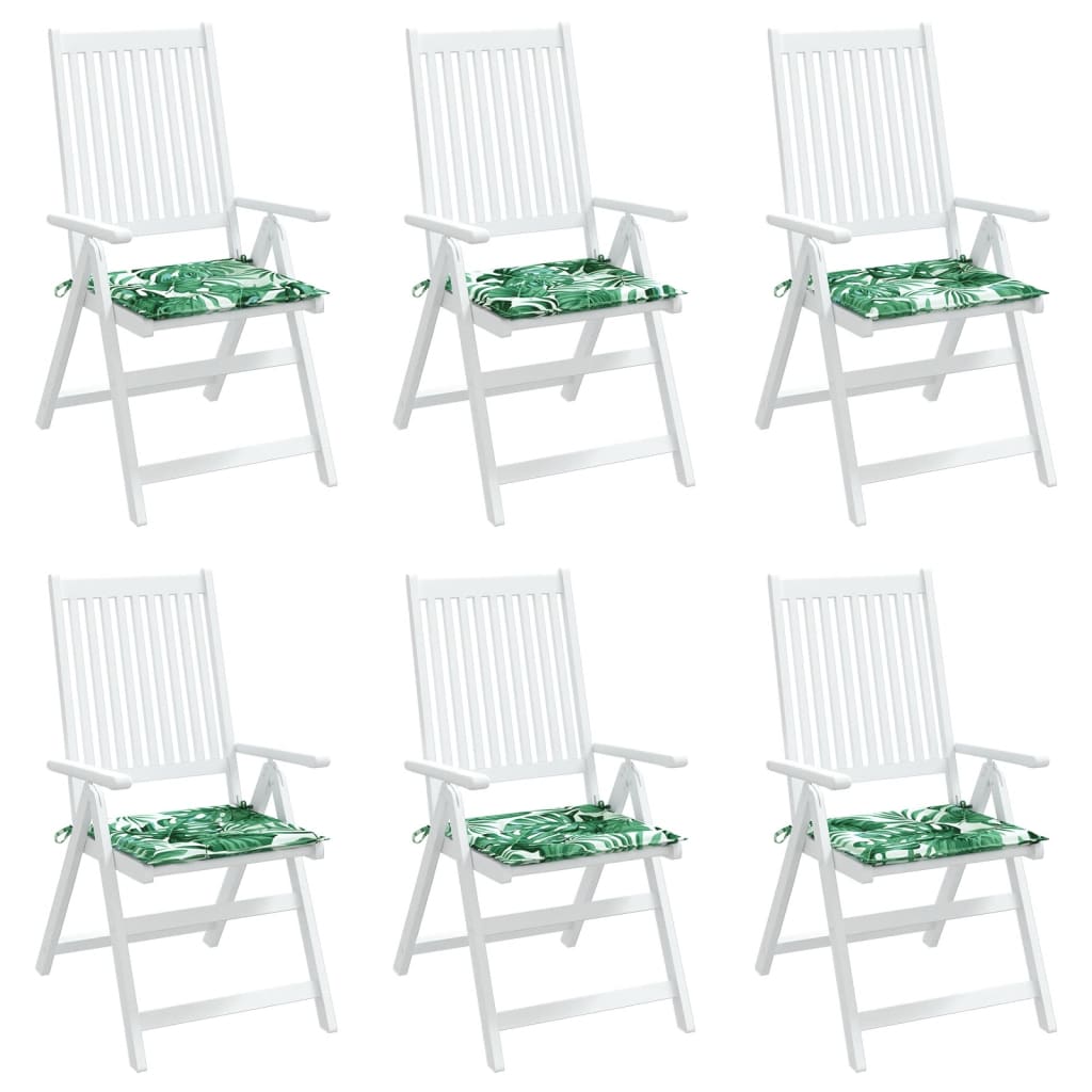 vidaXL Jastuci za stolice 6 kom s uzorkom lišća 50x50x3 cm od tkanine