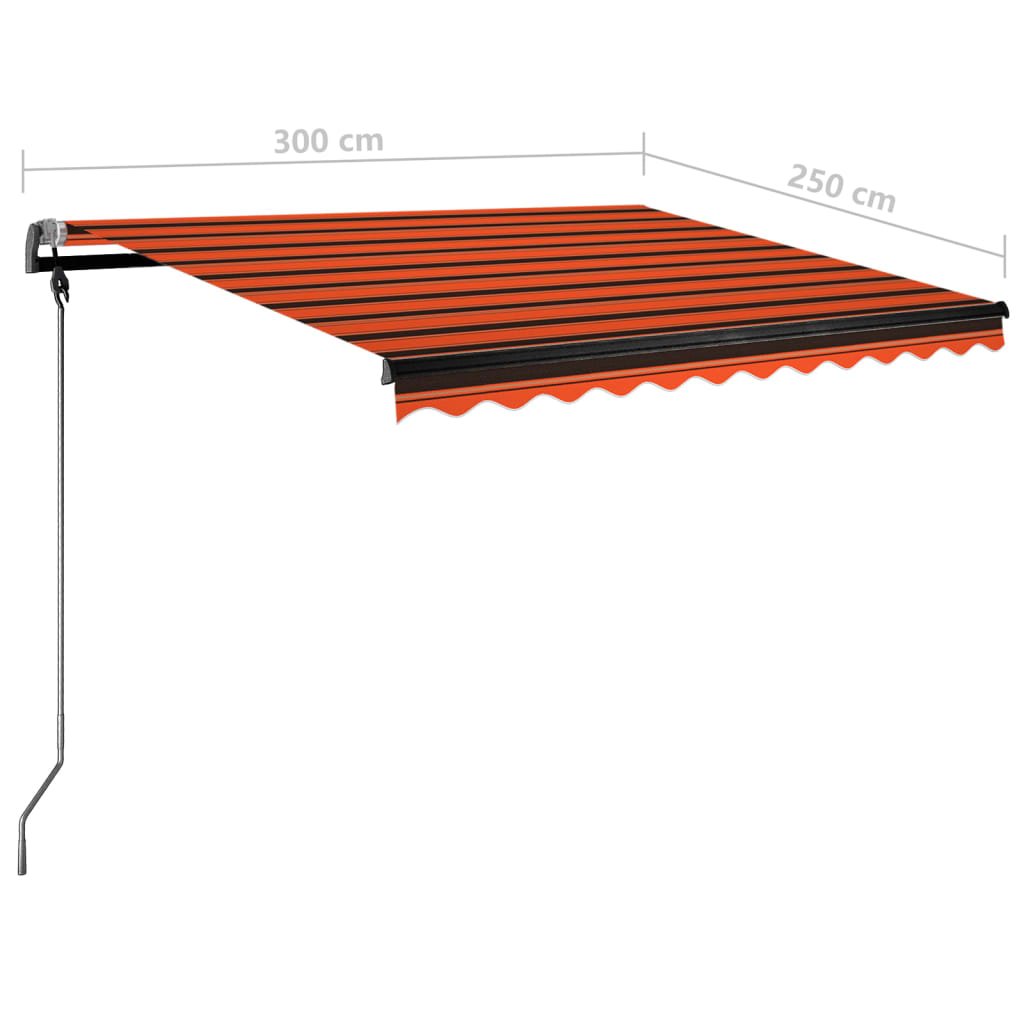 vidaXL Samostojeća tenda ručno uvlačenje 300 x 250 cm narančasto-smeđa