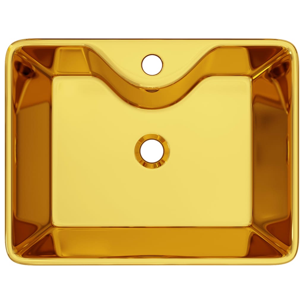 vidaXL Umivaonik s otvorom za slavinu 48x37x13,5 cm keramički zlatni