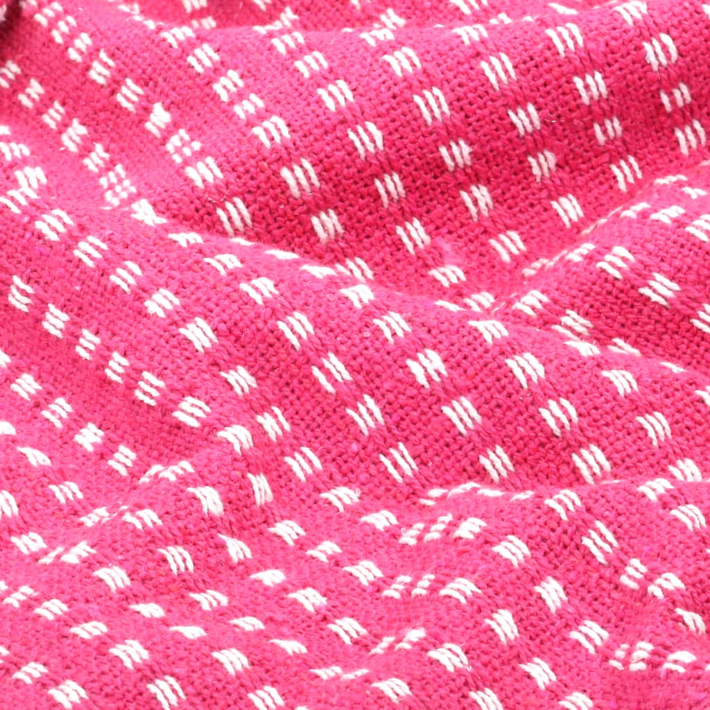 vidaXL Pamučni pokrivač na kvadratiće 160 x 210 cm ružičasti