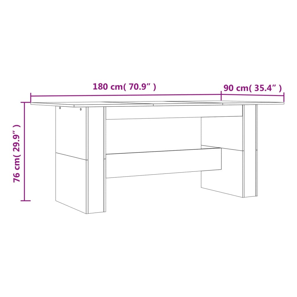 vidaXL Blagovaonski stol boja hrasta 180x90x76 cm konstruirano drvo