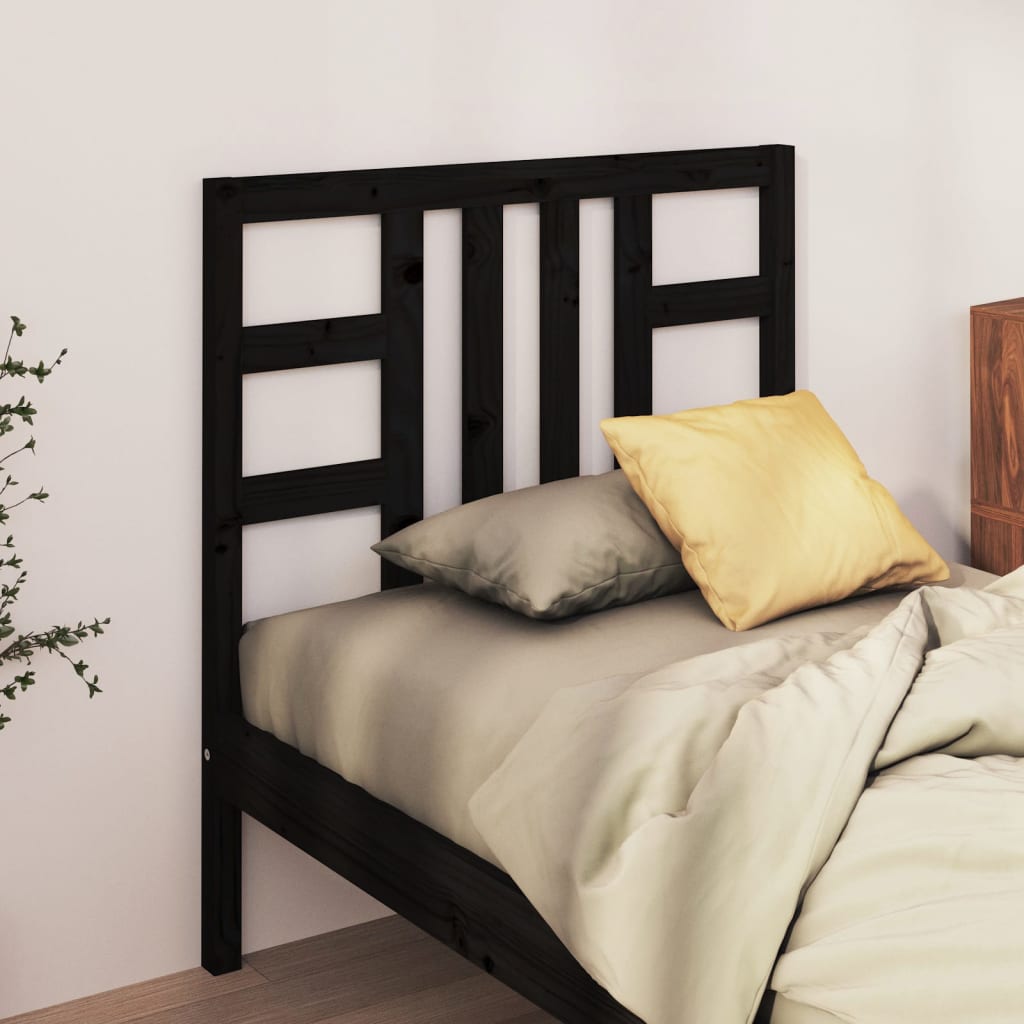 vidaXL Uzglavlje za krevet crno 81 x 4 x 100 cm od masivne borovine