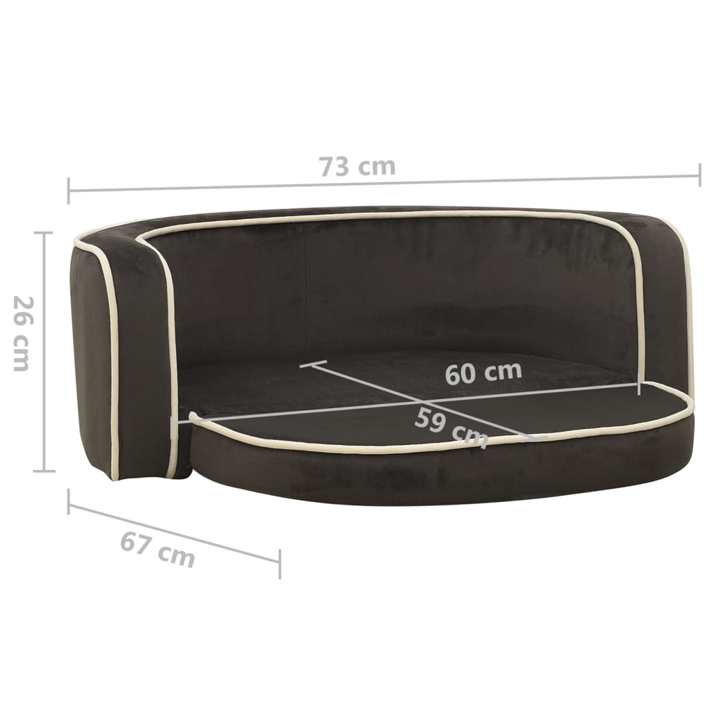 vidaXL Sklopiva sofa za pse tamnosiva 73x67x26 cm pliš perivi jastuk