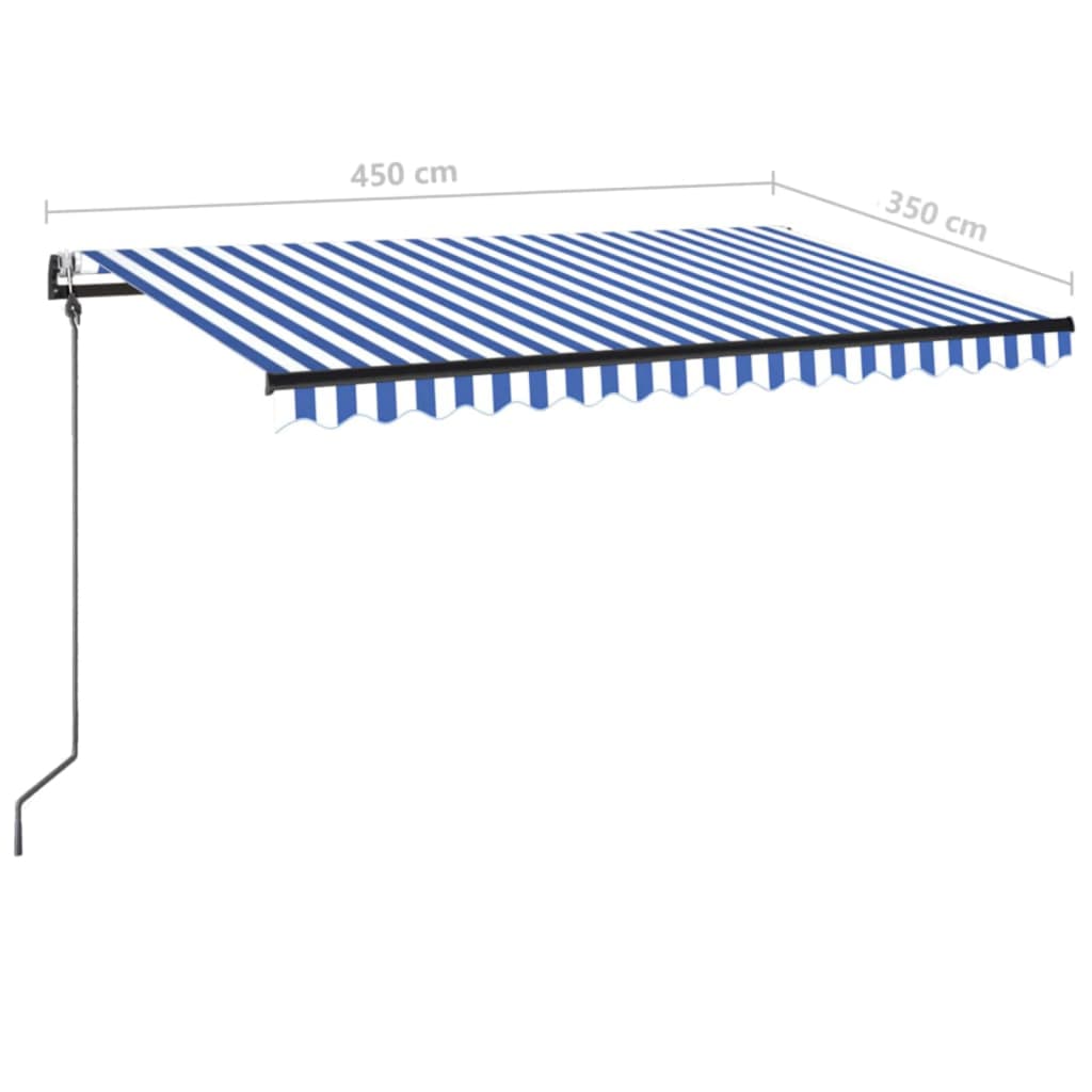 vidaXL Automatska tenda sa senzorom LED 450 x 350 cm plavo-bijela