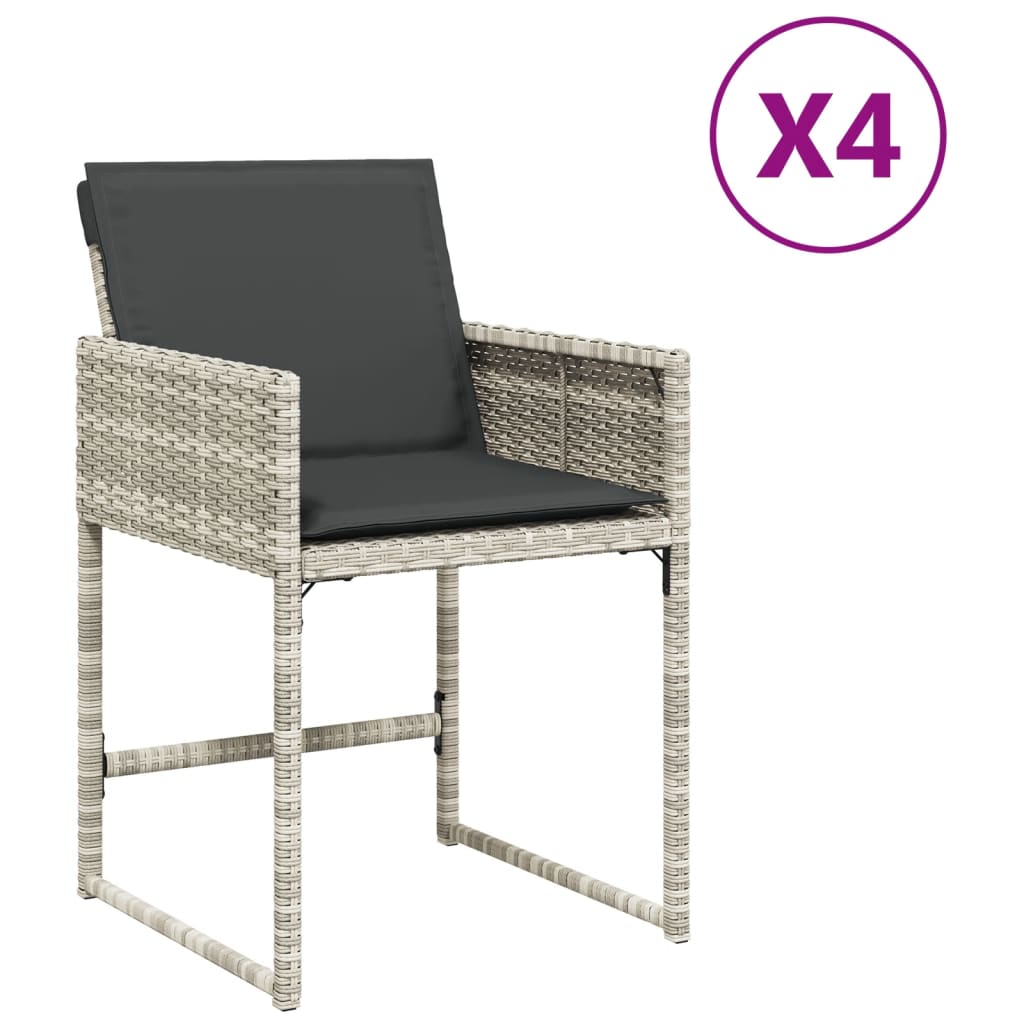 vidaXL Vrtne stolice s jastucima 4 kom od poliratana svjetlosive