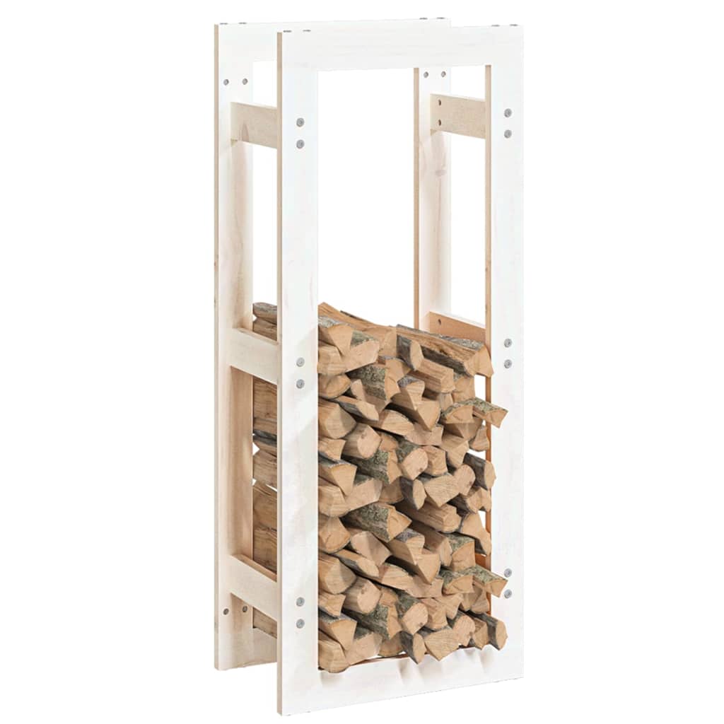 vidaXL Stalak za drva za ogrjev bijeli 41x25x100 cm masivna borovina