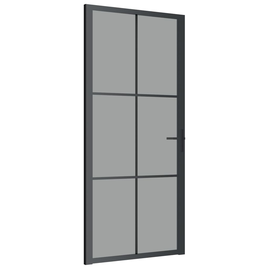 vidaXL Unutarnja vrata 93 x 201,5 cm crna od ESG stakla i aluminija