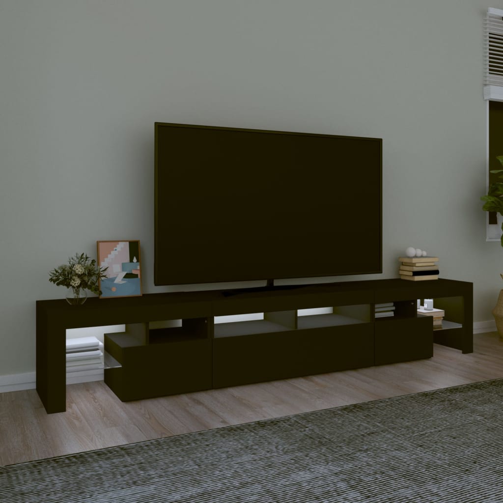 vidaXL TV ormarić s LED svjetlima crni 230x36,5x40 cm