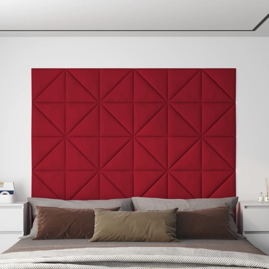 vidaXL Zidne ploče baršunaste 12 kom boja vina 30x30 cm 0,54 m²