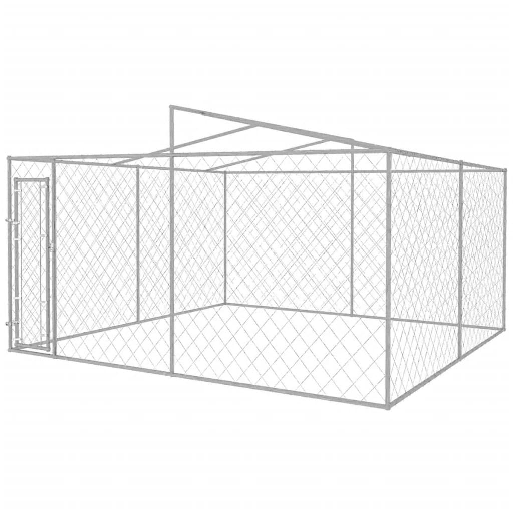 vidaXL Vanjski kavez za pse s krovom 4 x 4 x 2,4 m
