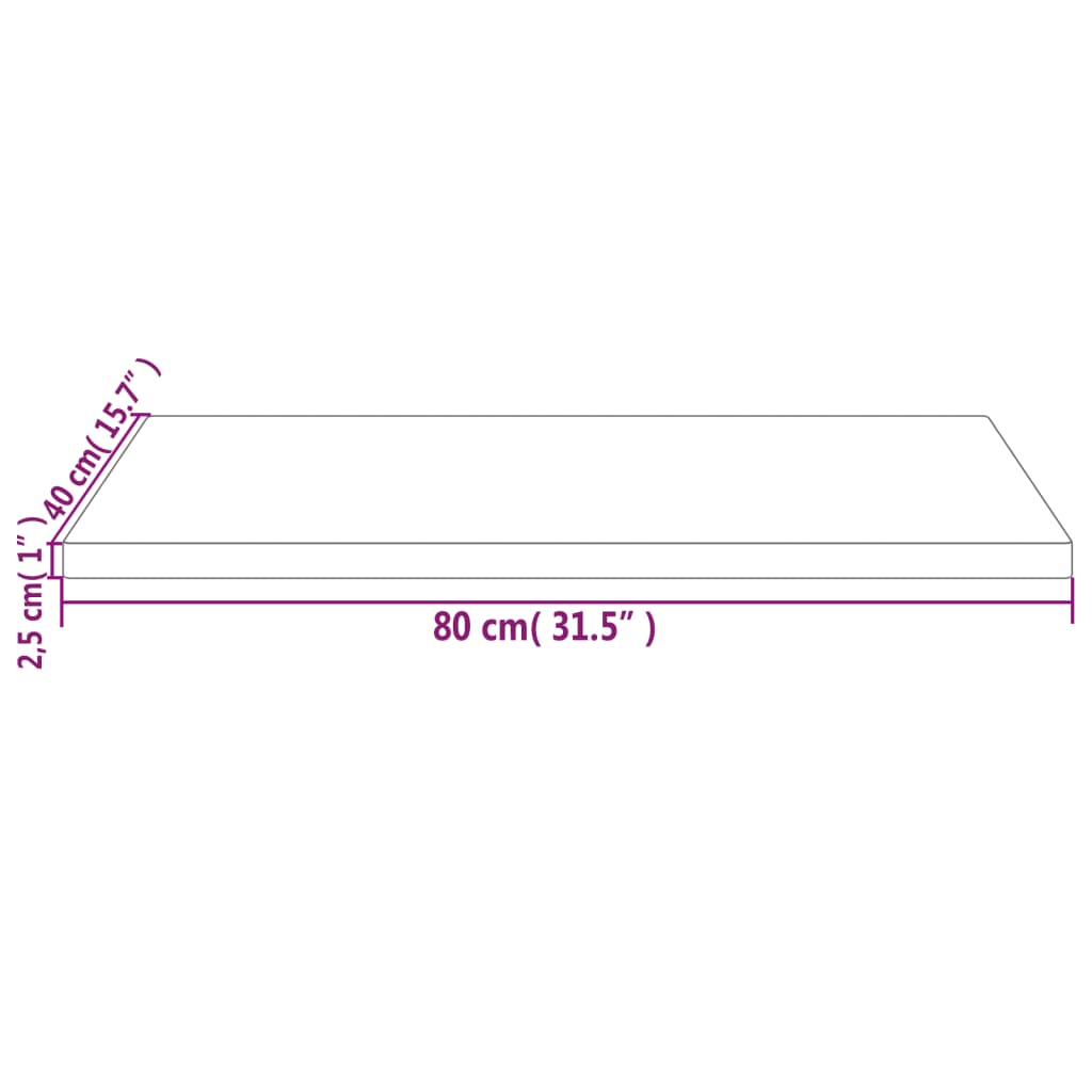 vidaXL Ploča za radni stol 80 x 40 x 2,5 cm od masivne borovine