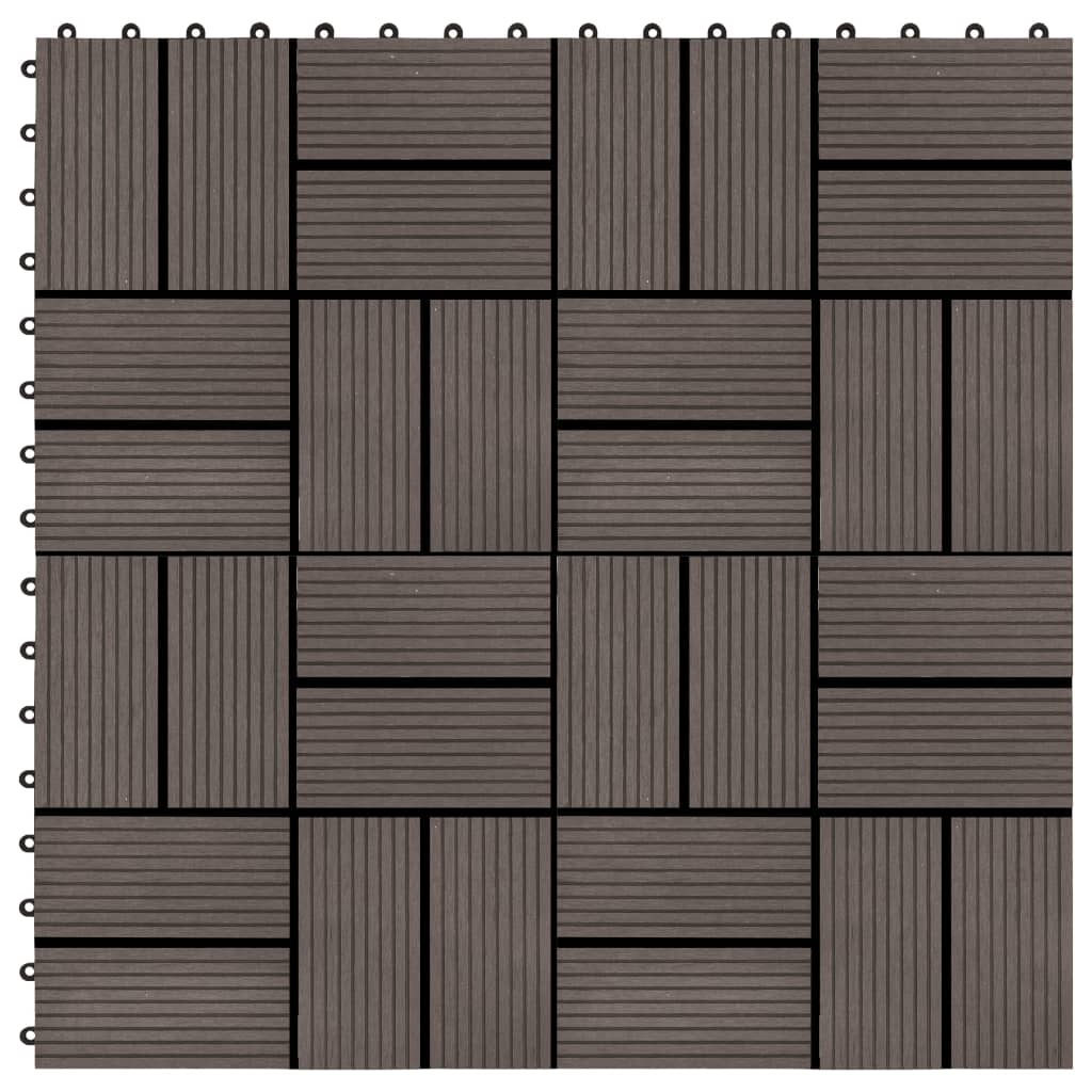 vidaXL Pločice za trijem 22 kom 30 x 30 cm 2 m² WPC tamnosmeđe
