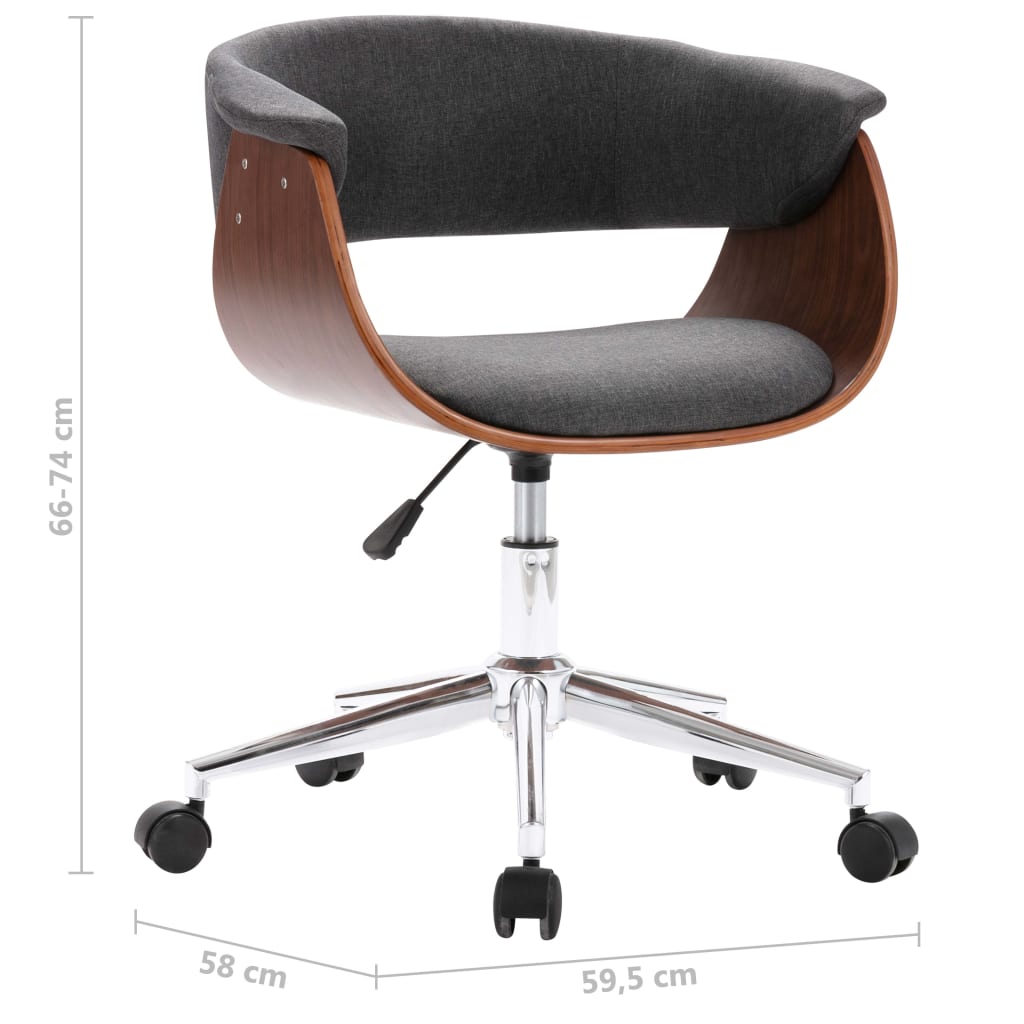 vidaXL Okretna blagovaonska stolica od savijenog drva i tkanine siva