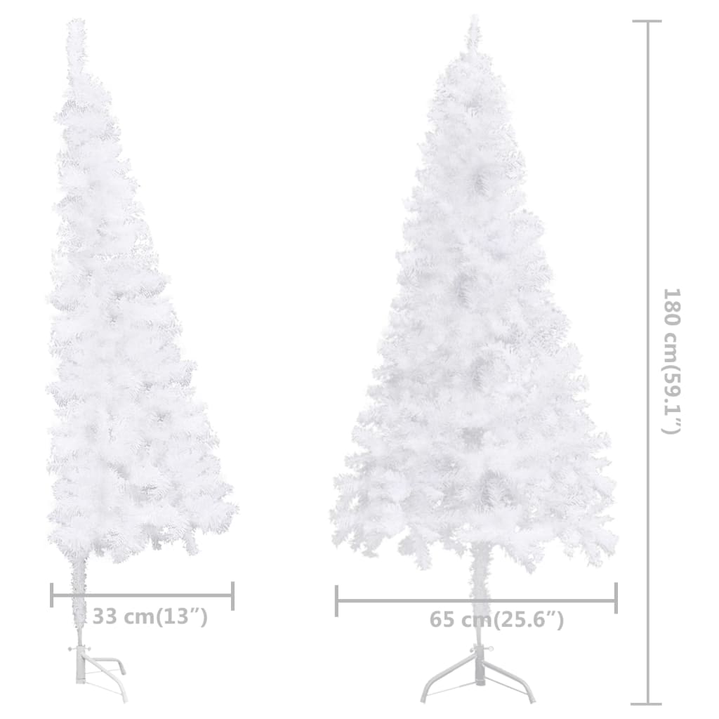 vidaXL Kutno umjetno božićno drvce s LED svjetlima bijelo 180 cm PVC
