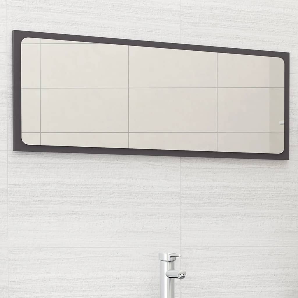 vidaXL Kupaonsko ogledalo sjajno sivo 100x1,5x37 cm konstruirano drvo