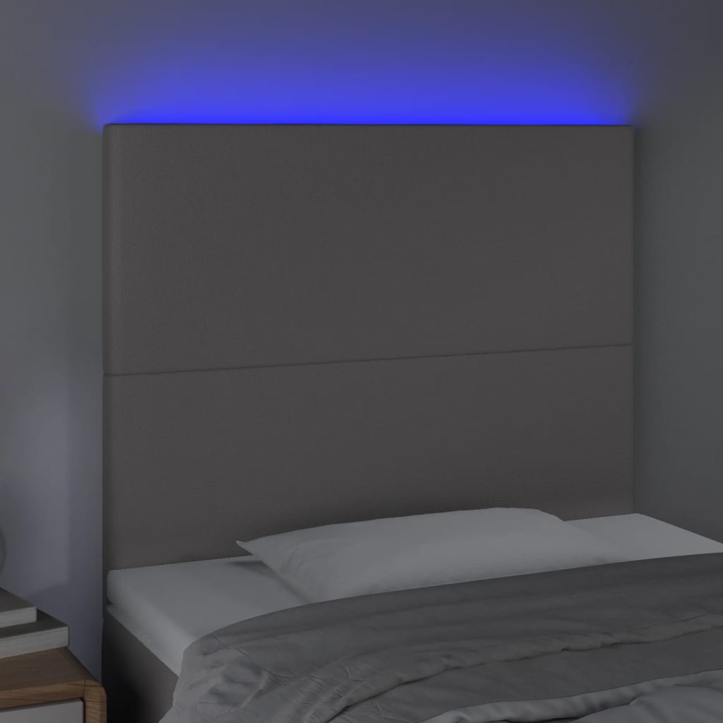 vidaXL LED uzglavlje sivo 90x5x118/128 cm od umjetne kože