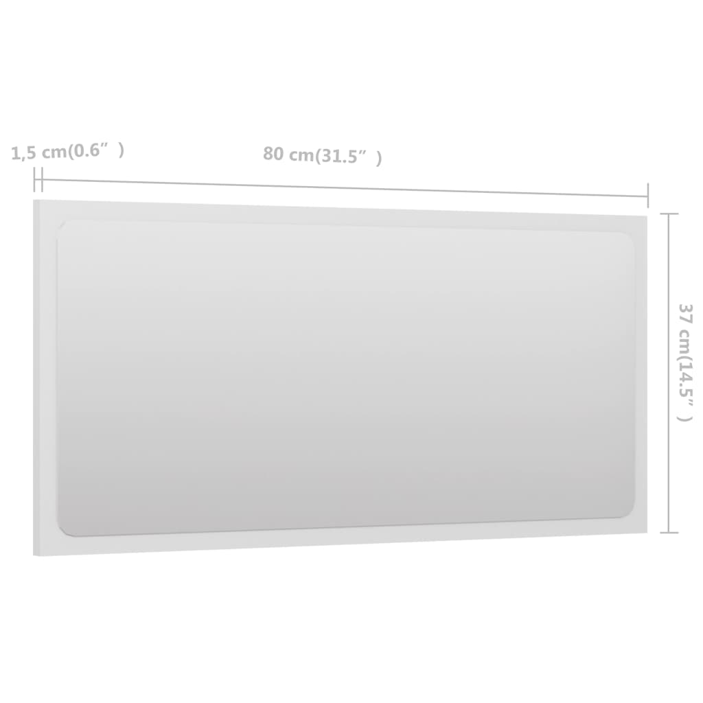 vidaXL Kupaonsko ogledalo bijelo 80 x 1,5 x 37 cm konstruirano drvo