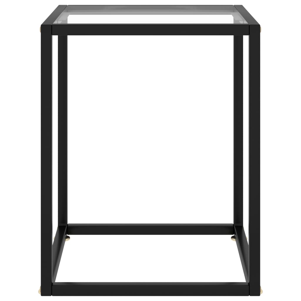 vidaXL Stolić za kavu crni s kaljenim staklom 40 x 40 x 50 cm