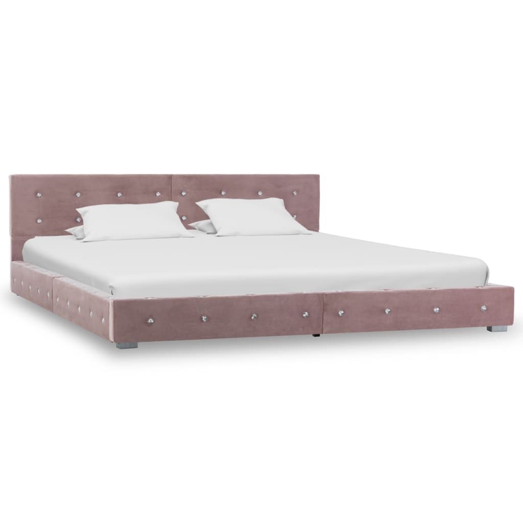 vidaXL Krevet s memorijskim madracem ružičasti baršunasti 160 x 200 cm