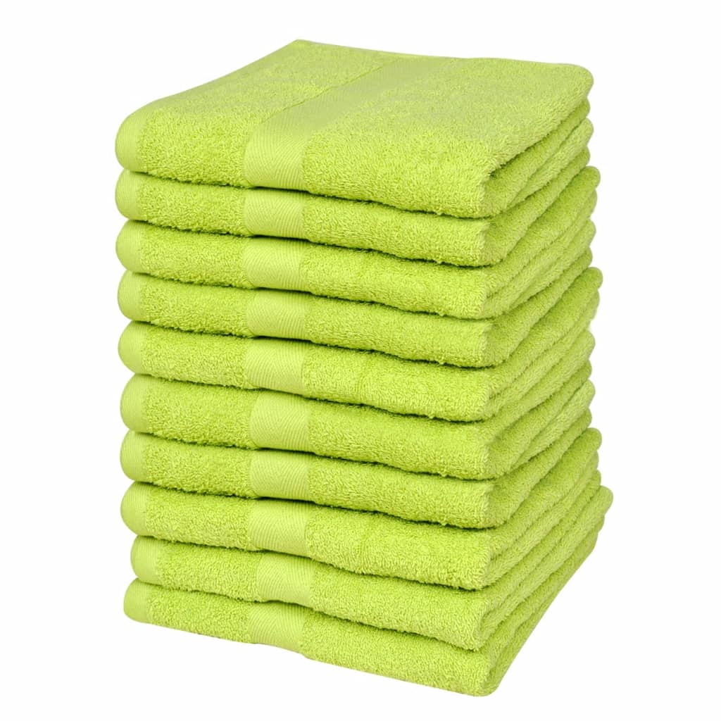 vidaXL Set pamučnih kupaonskih ručnika 10 kom 500 gsm 30x50cm svijetlo zeleni