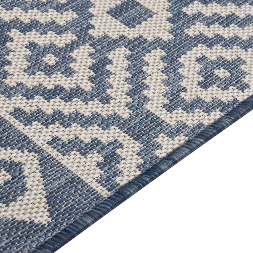 vidaXL Vanjski tepih ravnog tkanja 80 x 150 cm plave pruge