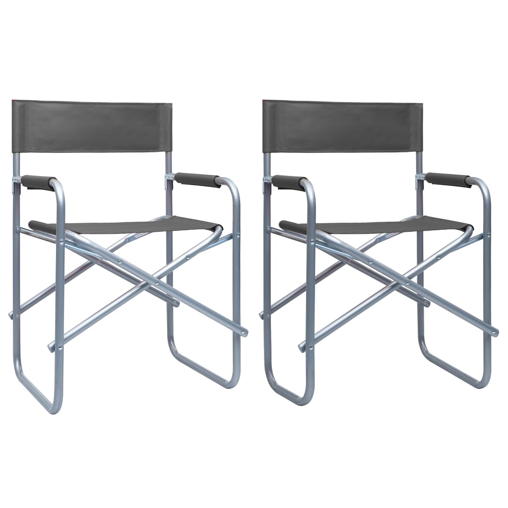 vidaXL Redateljske stolice 2 kom čelične sive