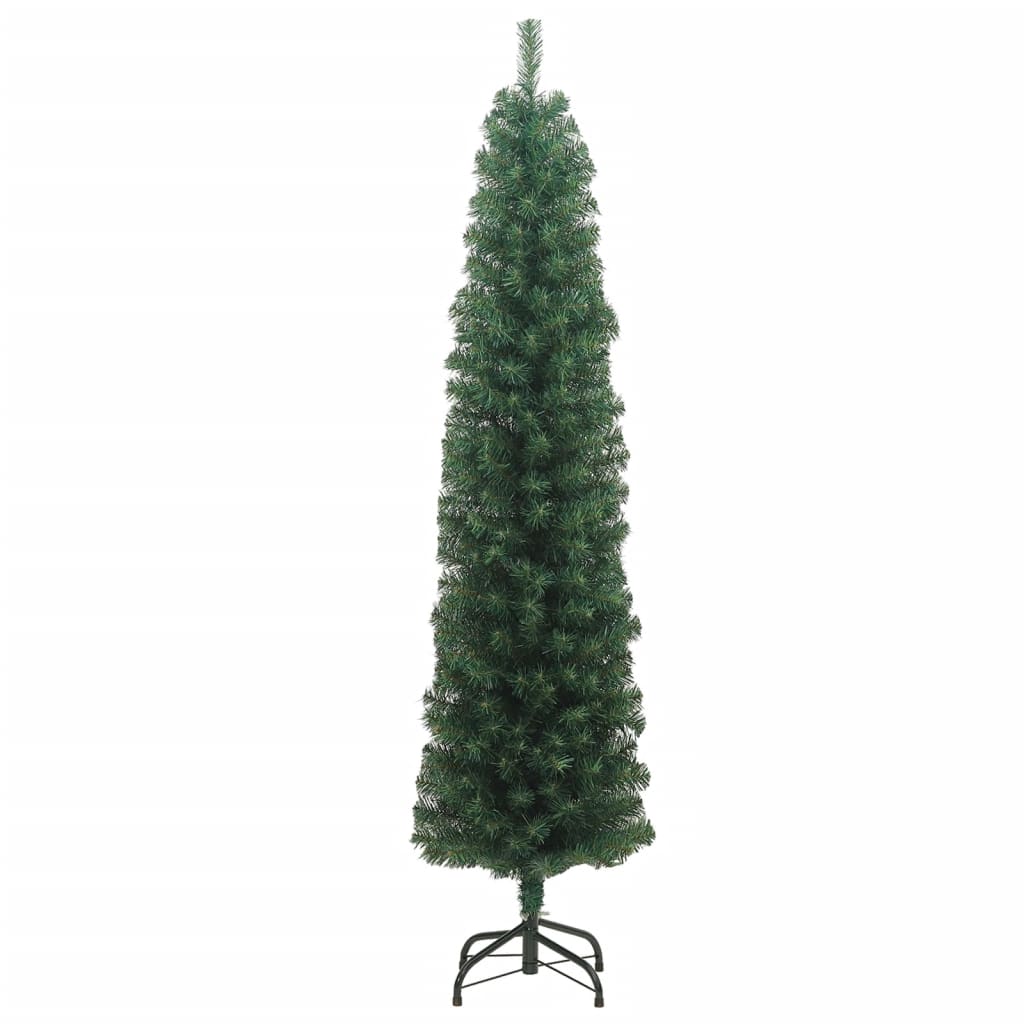 vidaXL Tanko umjetno božićno drvce sa stalkom zeleno 210 cm PVC