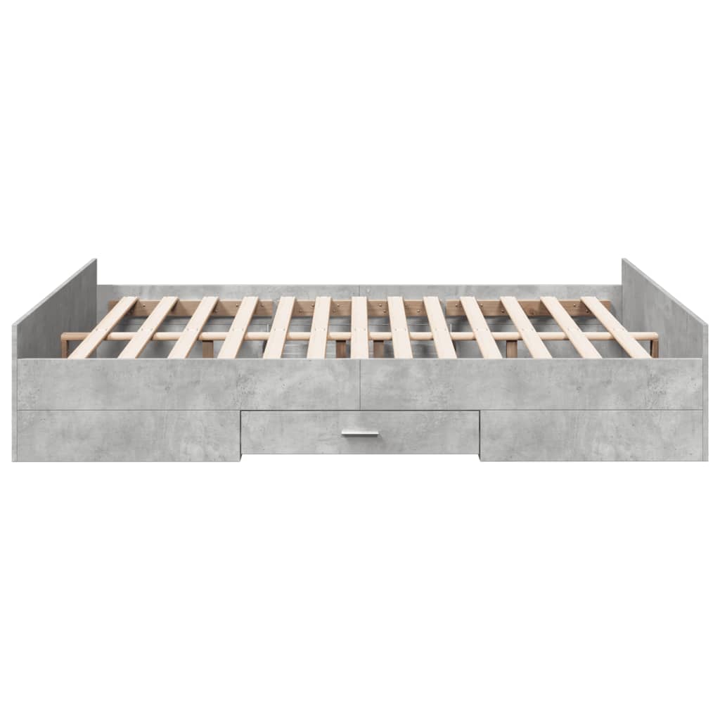 vidaXL Okvir kreveta s ladicama siva boja betona 160x200 cm drveni