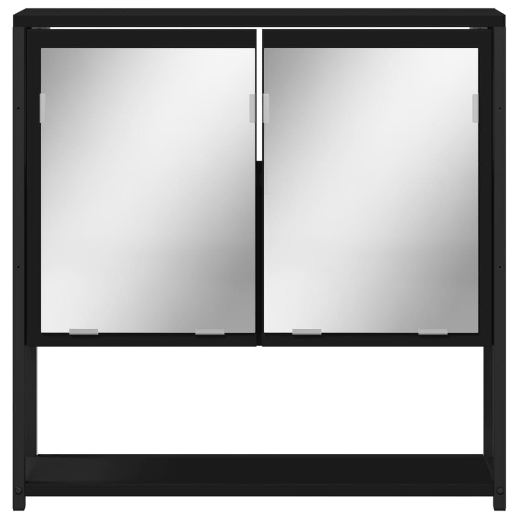 vidaXL Kupaonski ormarić s ogledalom crni 60 x 16 x 60 cm drveni