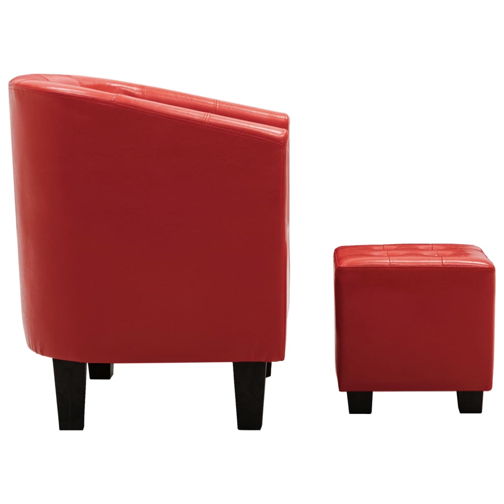 vidaXL Fotelja od umjetne kože s osloncem za noge crvena