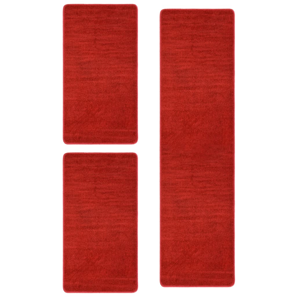vidaXL Tepisi za spavaću sobu čupavi s visokim vlaknima 3 kom crveni