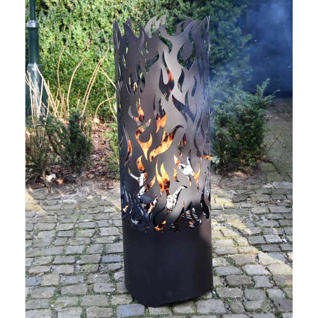Esschert Design košara za vatru Flames od ugljičnog čelika crna FF408