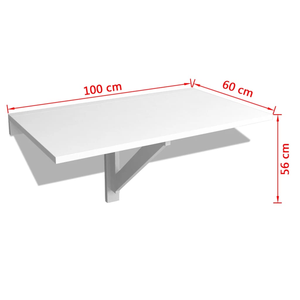vidaXL Sklopivi zidni stolić bijeli 100 x 60 cm