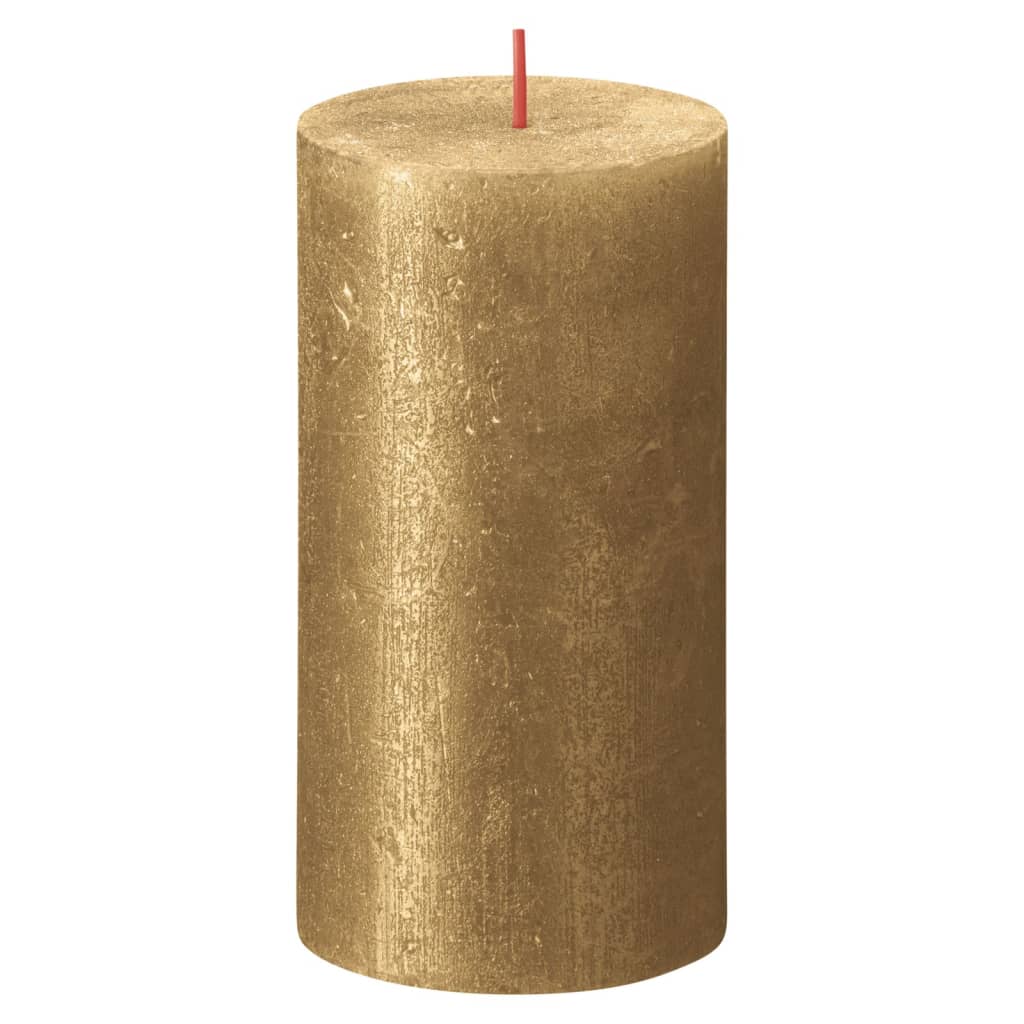 Bolsius rustične debele svijeće Shimmer 4 kom 130 x 68 mm zlatne