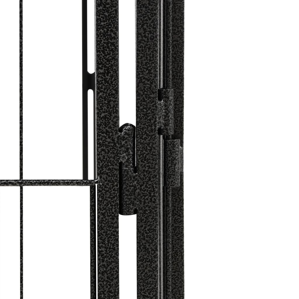 vidaXL Ograda za pse s 28 panela crna 100 x 50 cm čelik obložen prahom