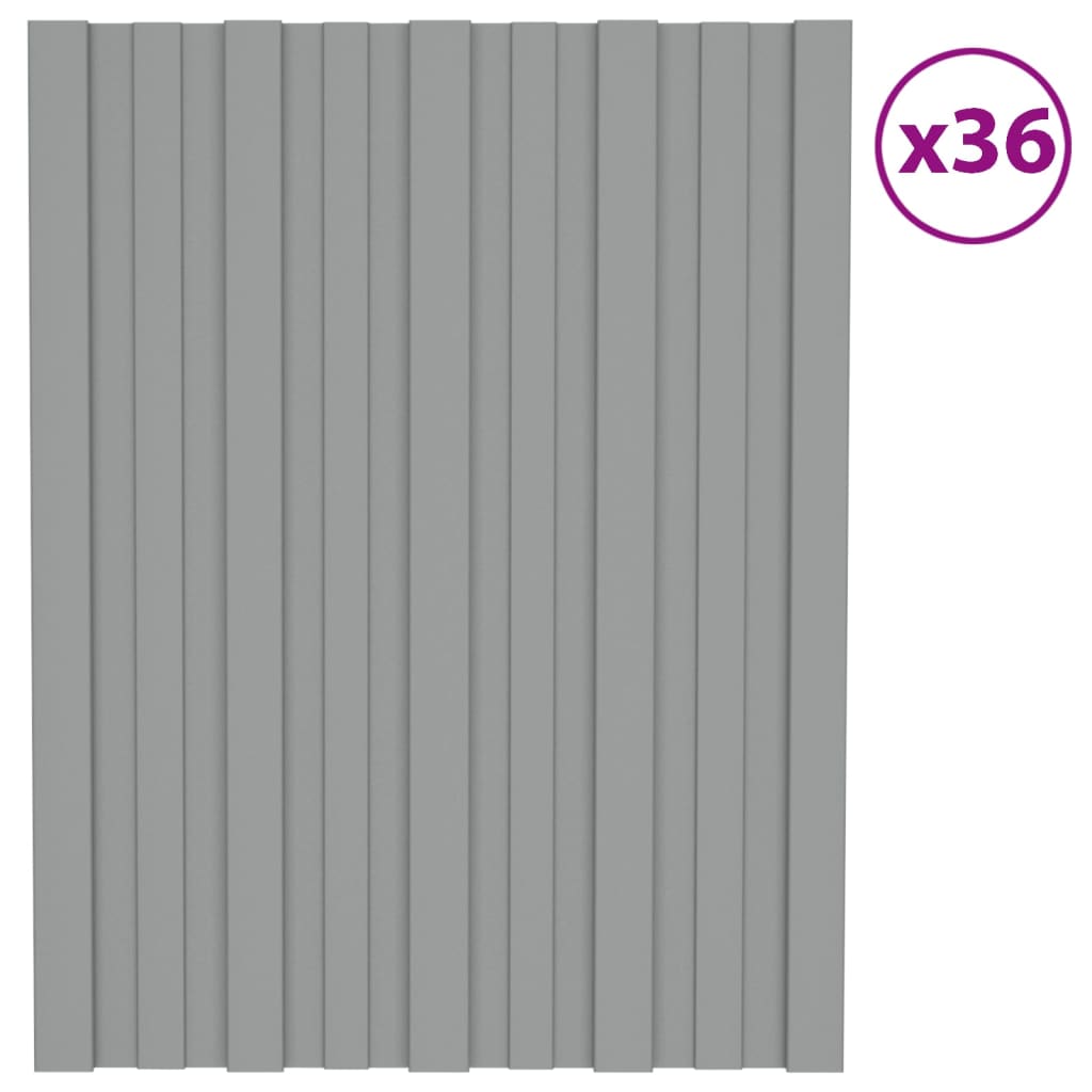 vidaXL Krovni paneli 36 kom od pocinčanog čelika sivi 60 x 45 cm