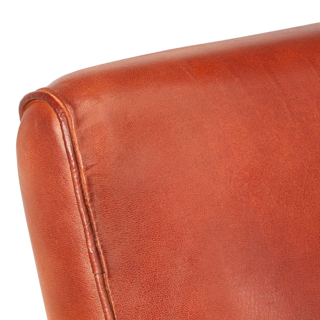 vidaXL Zaobljena fotelja od prave kože 60 x 73 x 77 cm smeđa