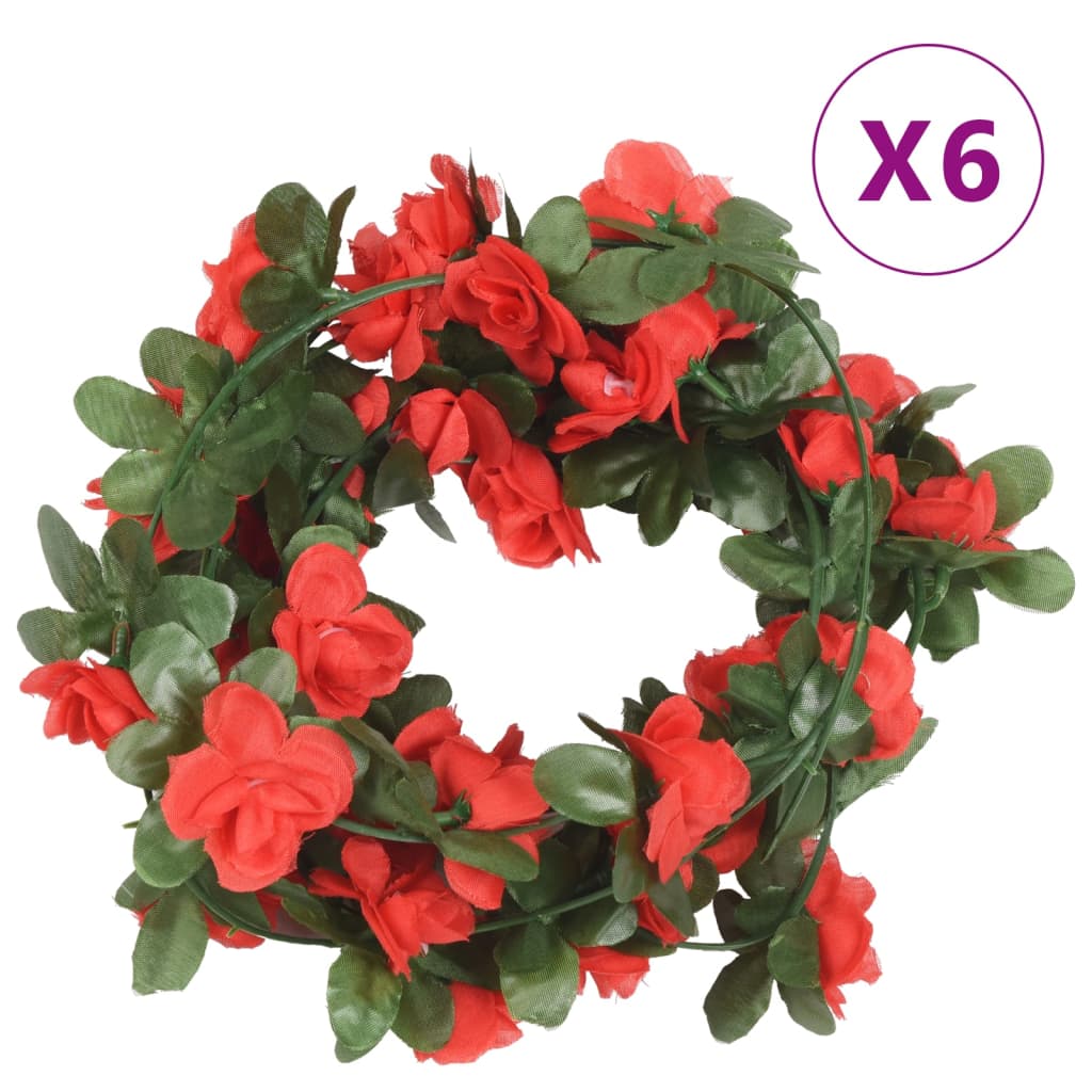 vidaXL Vijenci od umjetnog cvijeća 6 kom boja proljetnih crvena 250 cm