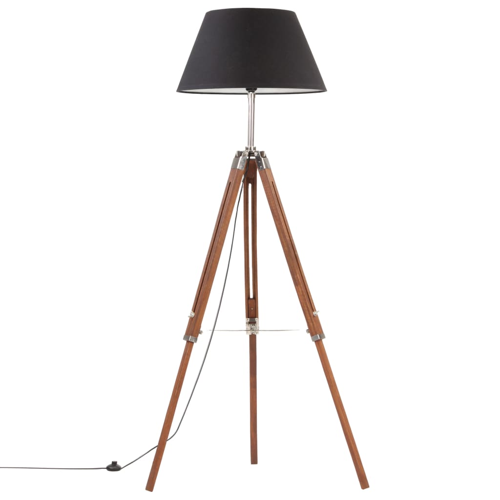 vidaXL Podna svjetiljka s tronošcem medeno-crna od tikovine 141 cm