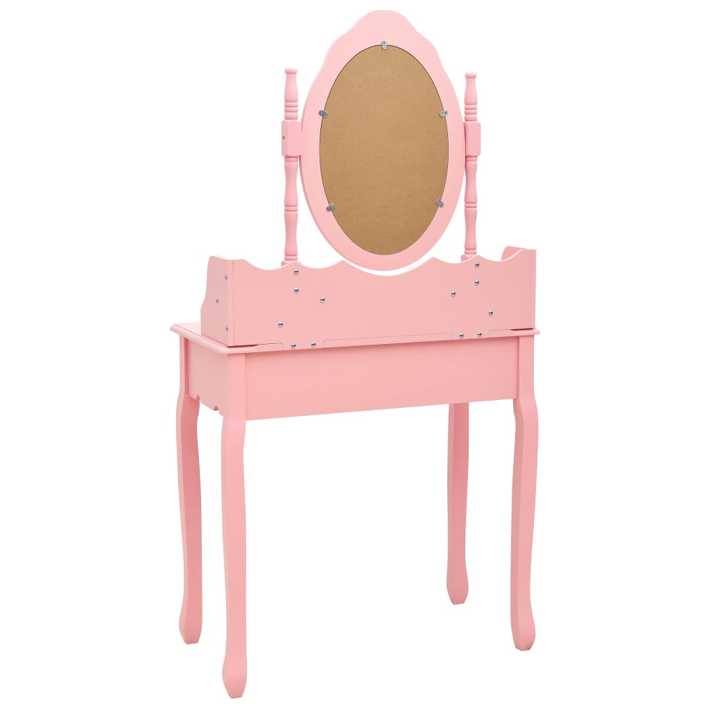 vidaXL Toaletni stolić sa stolcem rozi 75x69x140 cm od drva paulovnije