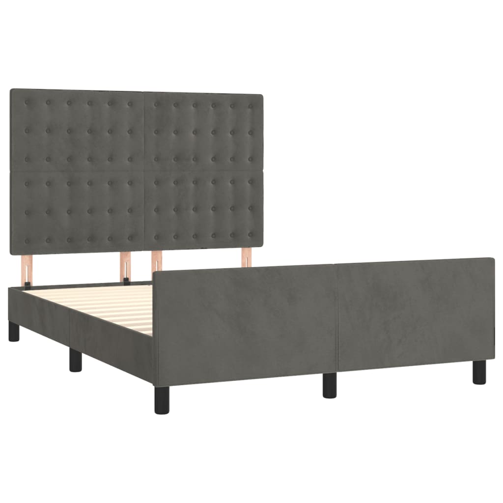 vidaXL Okvir za krevet s uzglavljem tamnosivi 140x190 cm baršunasti